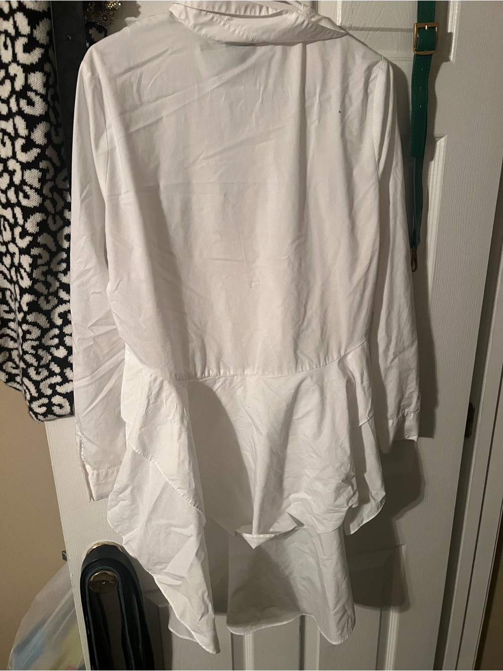 a.n.a White Button-Down Peplum Hem Shirt